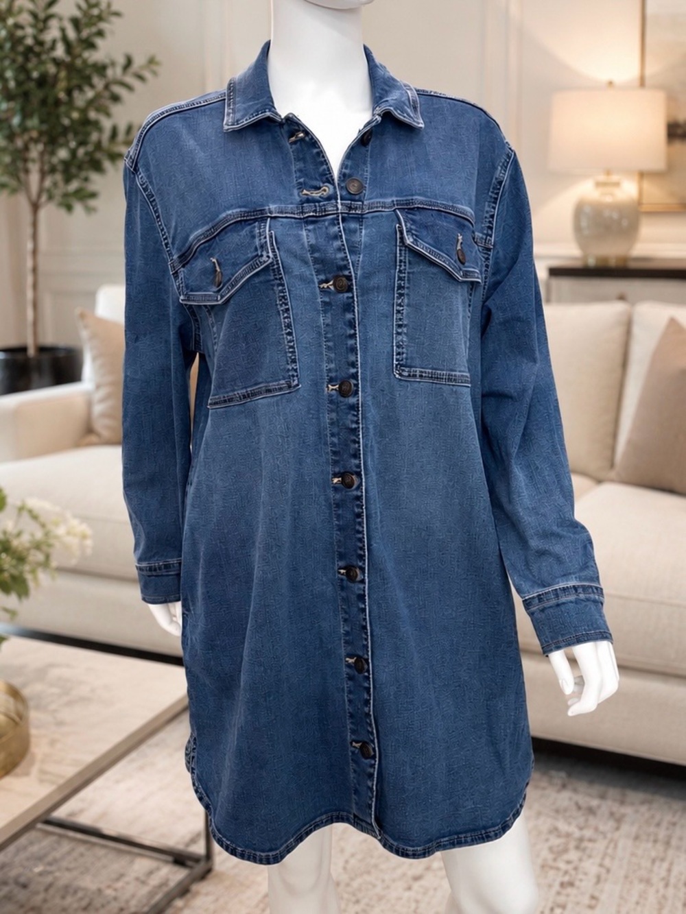 NWT 𝘾𝙖𝙡𝙫𝙞𝙣 𝙆𝙡𝙚𝙞𝙣 𝙅𝙚𝙖𝙣𝙨 Denim Button-Front Shirt Dress Medium